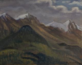 Mountains with Snow — Oil painting, Canvas, 40.00×50.00cm — Theodoros Markellos